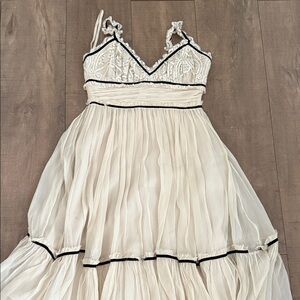 BCBGMaxAzria Cream and Black Midi Dress